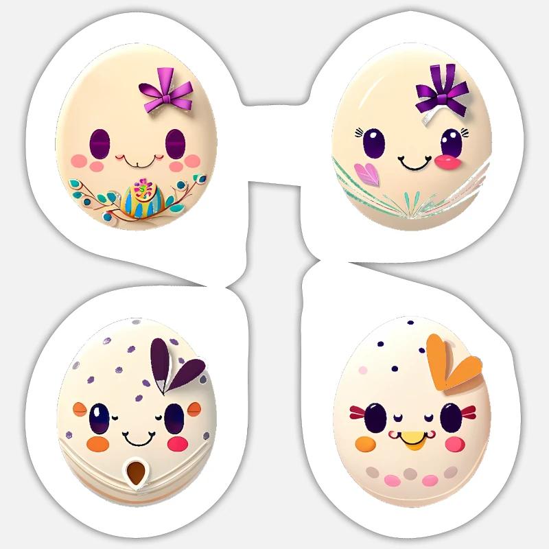 Bunte Eier zu Ostern bemalt Sticker Größe S (10 x 10 cm)