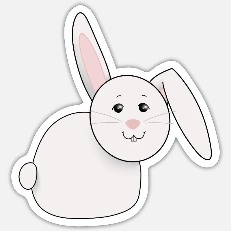 sweet, white, fat rabbit, Easter Sticker size S (10 x 10 cm)