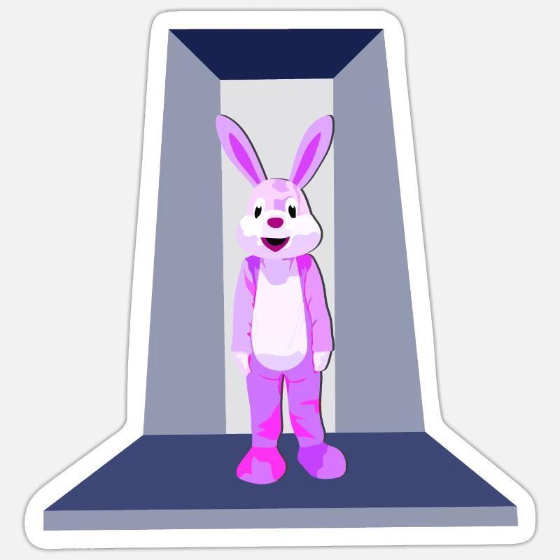 Lapin rose - Sticker taille S (10 x 10 cm) - blanc mat
