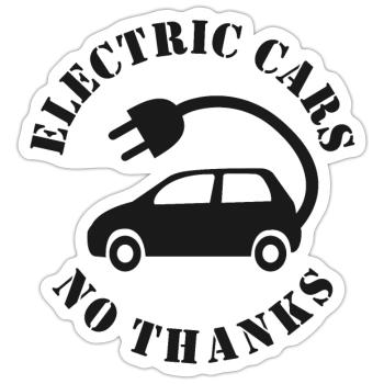 Electric Cars No Thanks - Sticker size S (10 x 10 cm) - white matte - Front