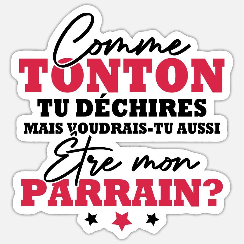 Tonton et parrain - Sticker taille S (10 x 10 cm) - blanc mat
