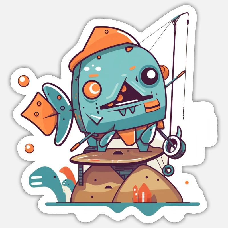 Robot pécheur Sticker taille S (10 x 10 cm)