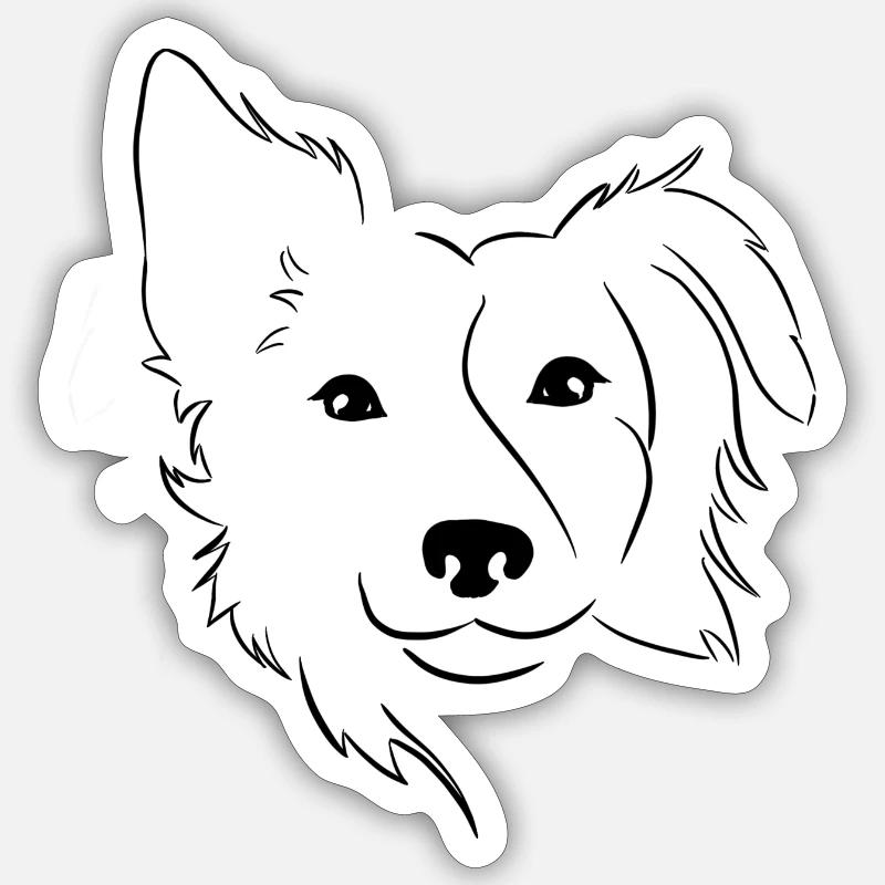Australien sheppard Kopf schwarz - Sticker Größe S (10 x 10 cm) - Mattweiß