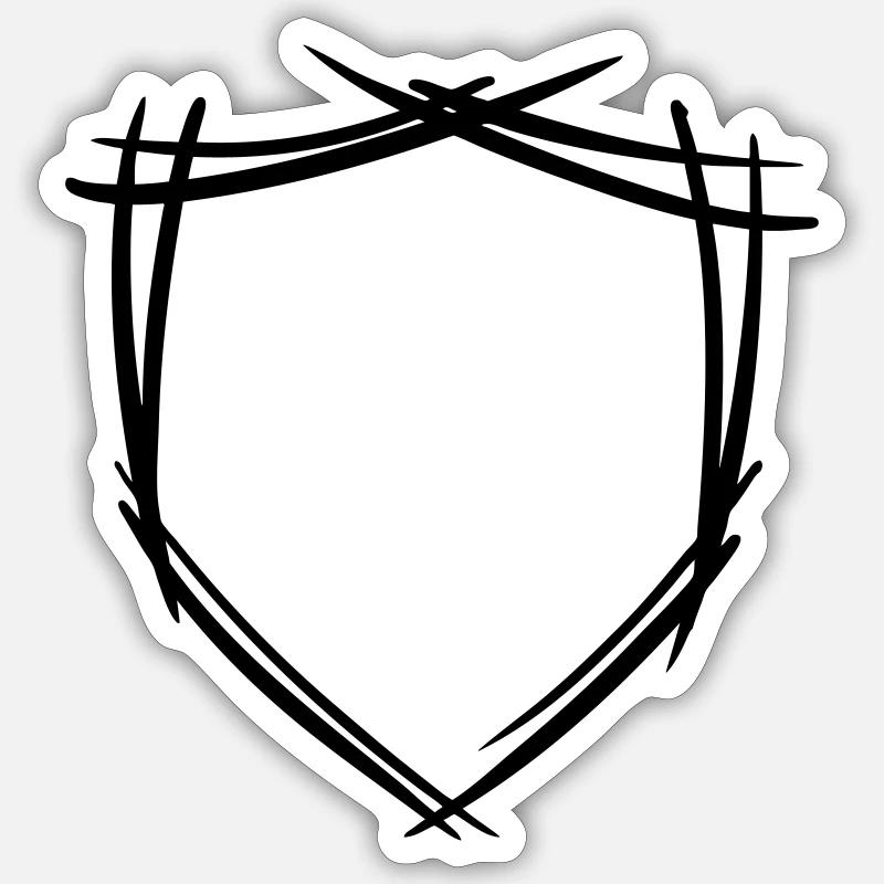 Schild / Wappen Symbol. Hand gezeichnet. Vorlage - Sticker Größe S (10 x 10 cm) - Mattweiß