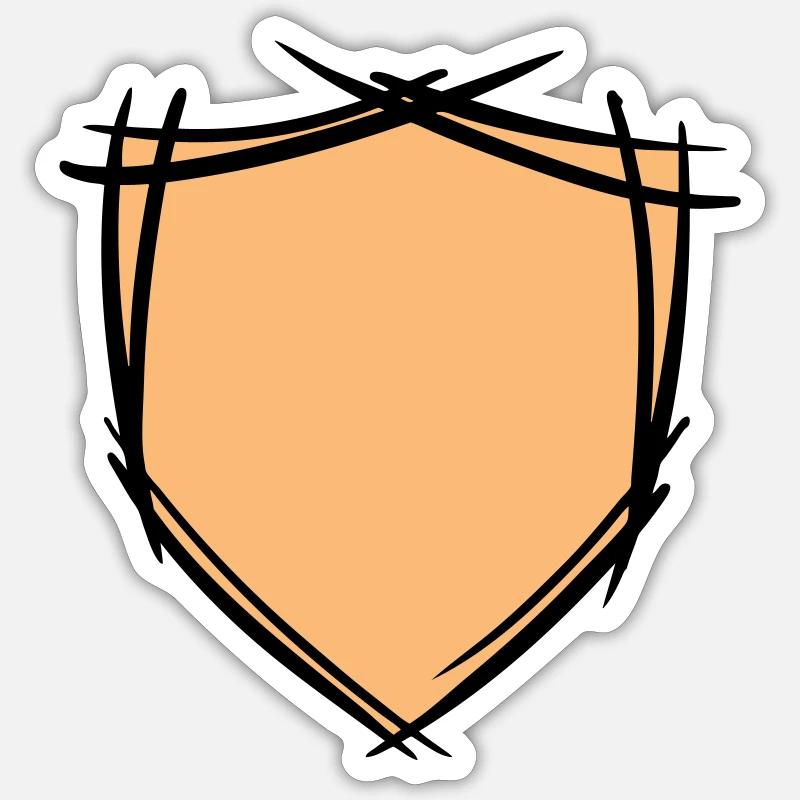 Schild / Wappen Symbol. Hand gezeichnet. Vorlage - Sticker Größe S (10 x 10 cm) - Mattweiß
