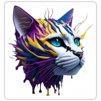 cat lovers, cat 3d ,tabby cat - Sticker size S (10 x 10 cm) - white matte - Front