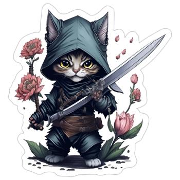 The ultimate ninja cat - Sticker size S (10 x 10 cm) - white matte - Front