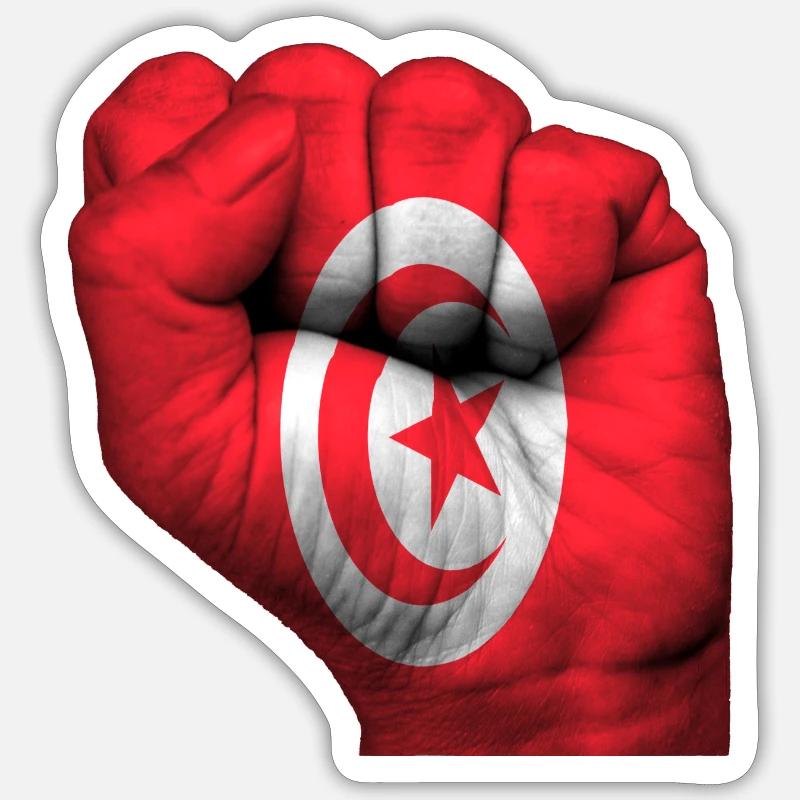 Fist Tunisie - Sticker taille S (10 x 10 cm) - blanc mat