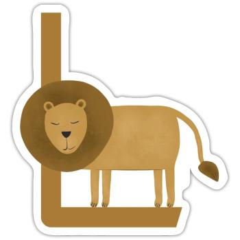 L - LEO - ABC, Alphabet, Lettre, Animal, Nom - Sticker taille S (10 x 10 cm) - blanc mat - Devant