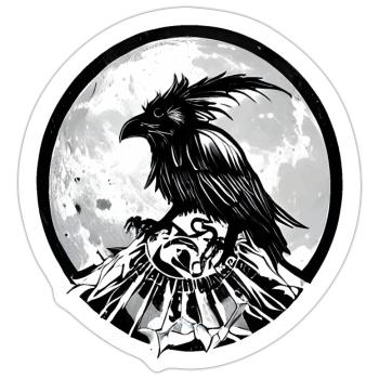 Black raven with mystical moon in the background - Sticker size S (10 x 10 cm) - white matte - Front