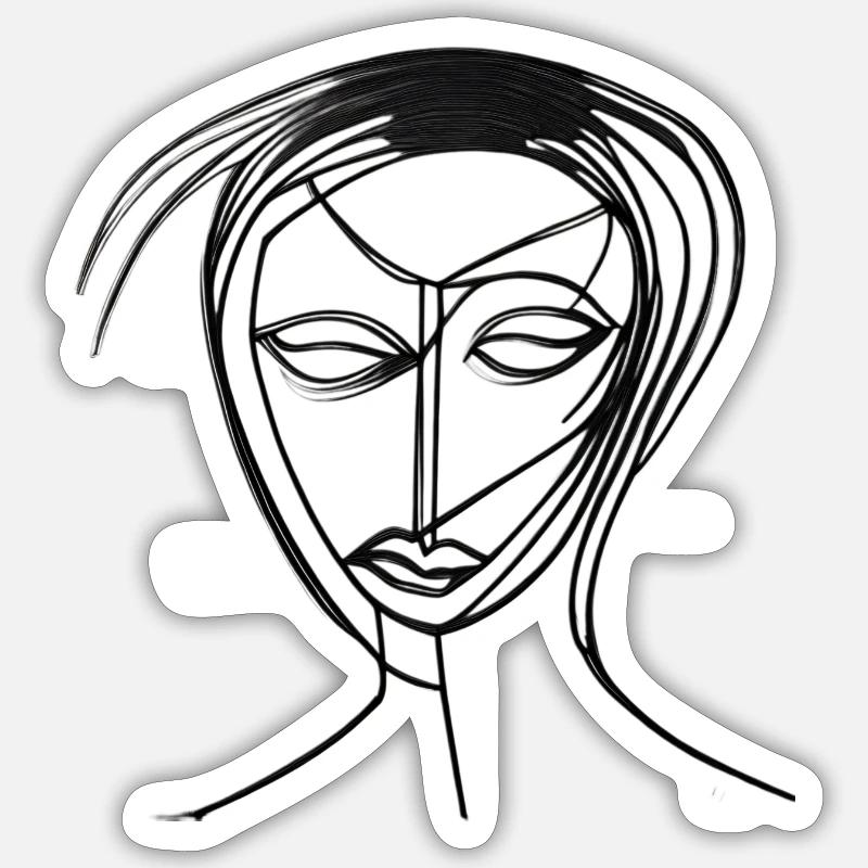 Women's head drawn - Sticker size S (10 x 10 cm) - white matte