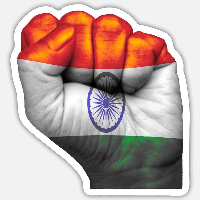 Fist Inde - Sticker taille S (10 x 10 cm) - blanc mat
