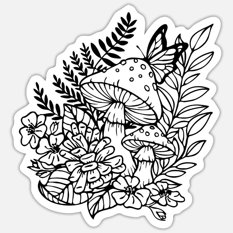 MUSHROOM FOREST Sticker Größe S (10 x 10 cm)