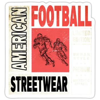 American Football Spieler Vintage Retro USA Sport - Sticker Größe S (10 x 10 cm) - Mattweiß - Vorne
