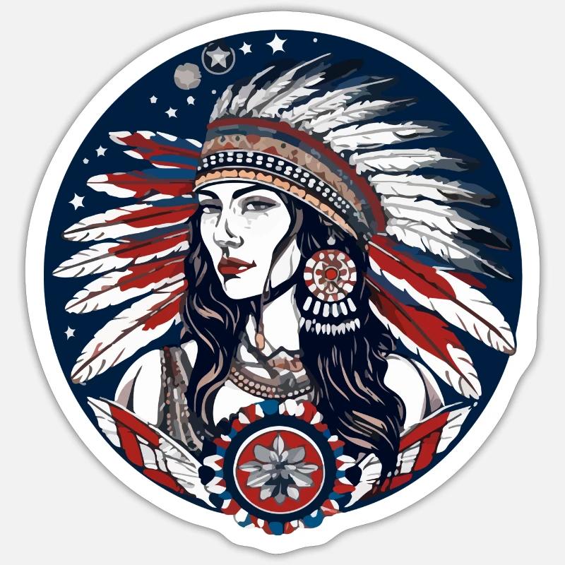 Folklore américain - Sticker taille S (10 x 10 cm) - blanc mat
