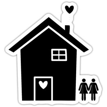 Moving House Building Partnership Lesbian Pride - Sticker size S (10 x 10 cm) - white matte - Front