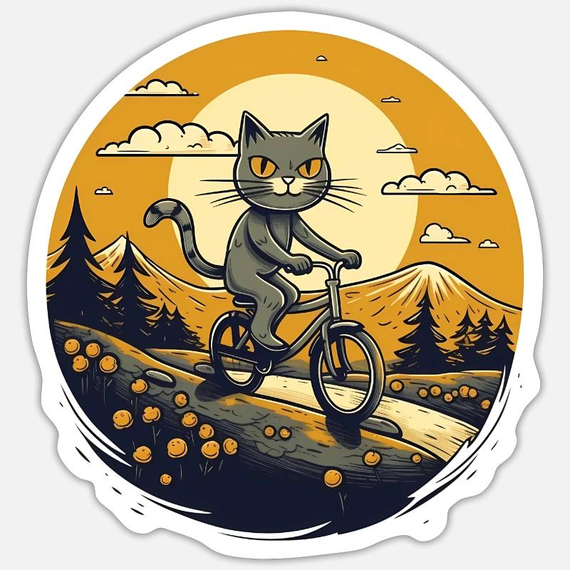 Meowtain Biker - Sticker Größe S (10 x 10 cm) - Mattweiß