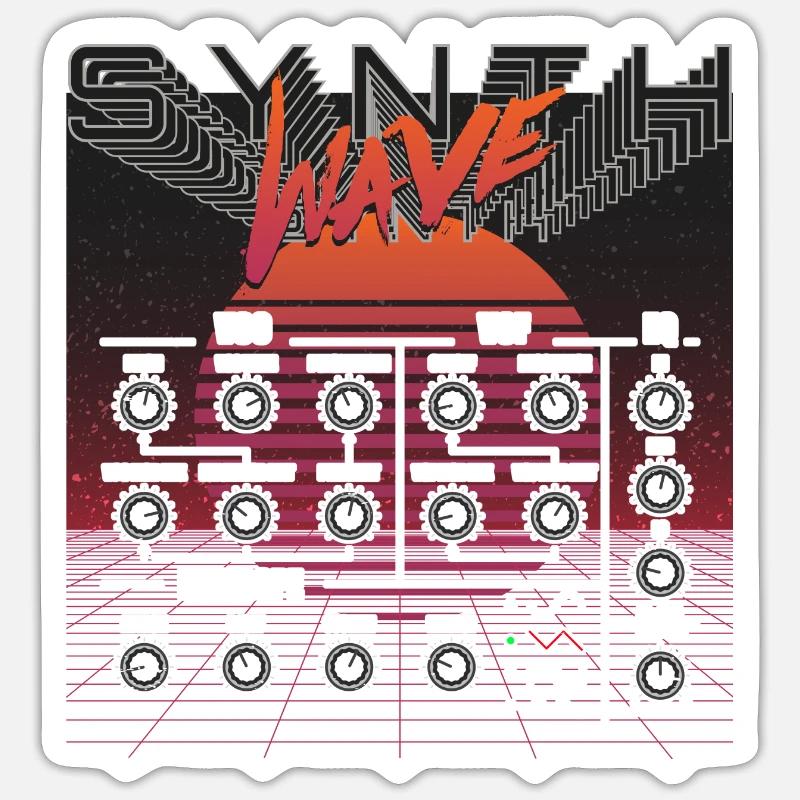 Synthesizer Tonstudio Waveform Synthese Elektro Mu - Sticker Größe S (10 x 10 cm) - Mattweiß