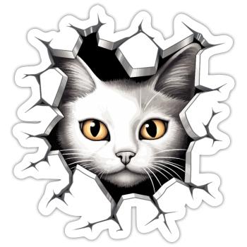 Hole Peekaboo: Baby-Katze auf Abenteuer - Sticker Größe S (10 x 10 cm) - Mattweiß - Vorne