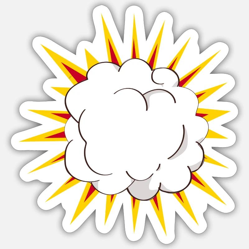 Nuage Cartoon Explosion - Sticker taille S (10 x 10 cm) - blanc mat