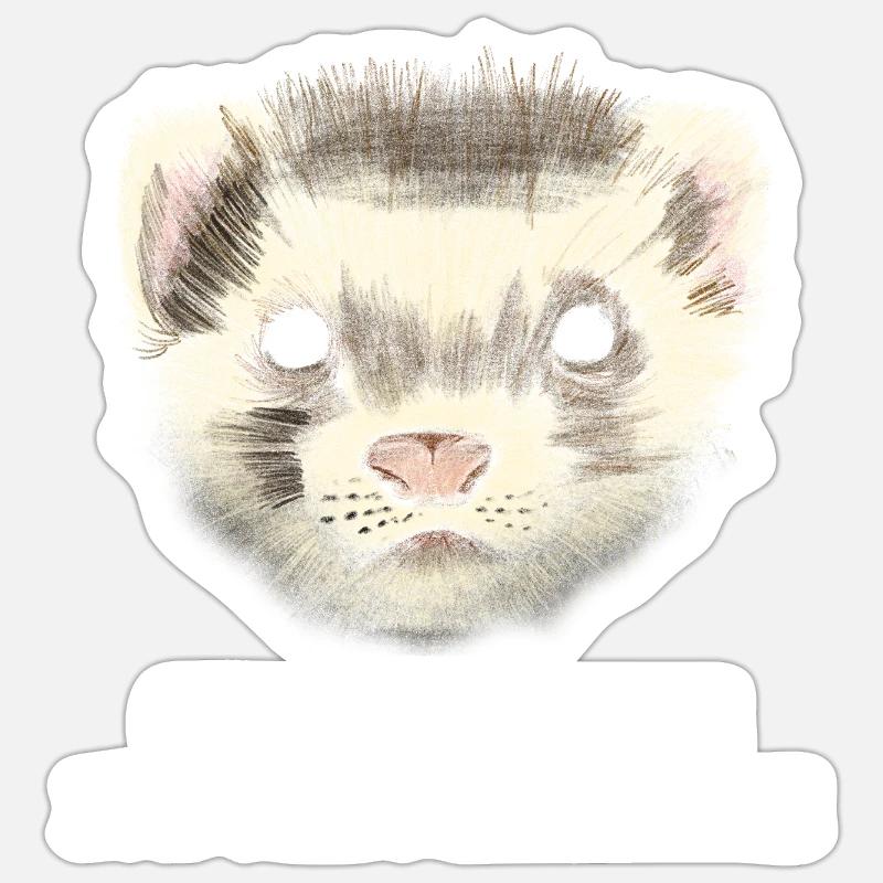 Frettchen 80% Baumwolle 20% Frettchenhaare - Sticker Größe S (10 x 10 cm) - Mattweiß