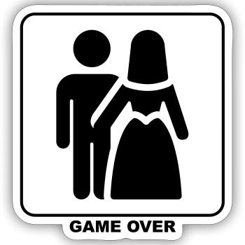 Funny "Game Over" design for him and her - Sticker size S (10 x 10 cm) - white matte - Front