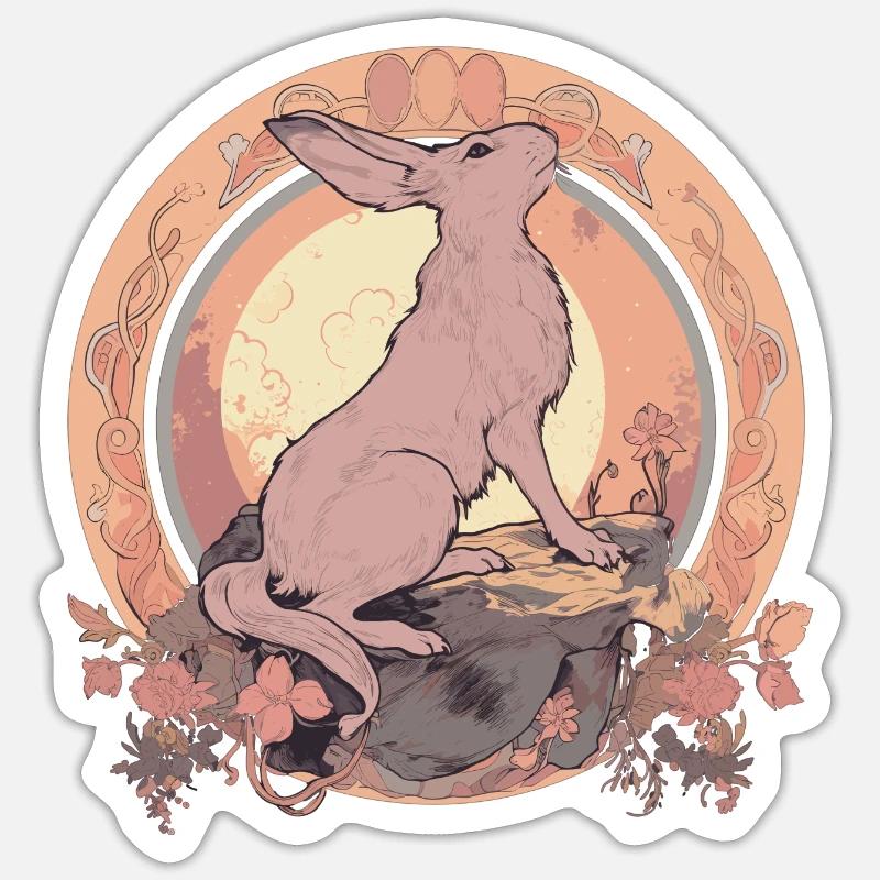 Rabbit Bunny Historische Kunst Sticker Größe S (10 x 10 cm)