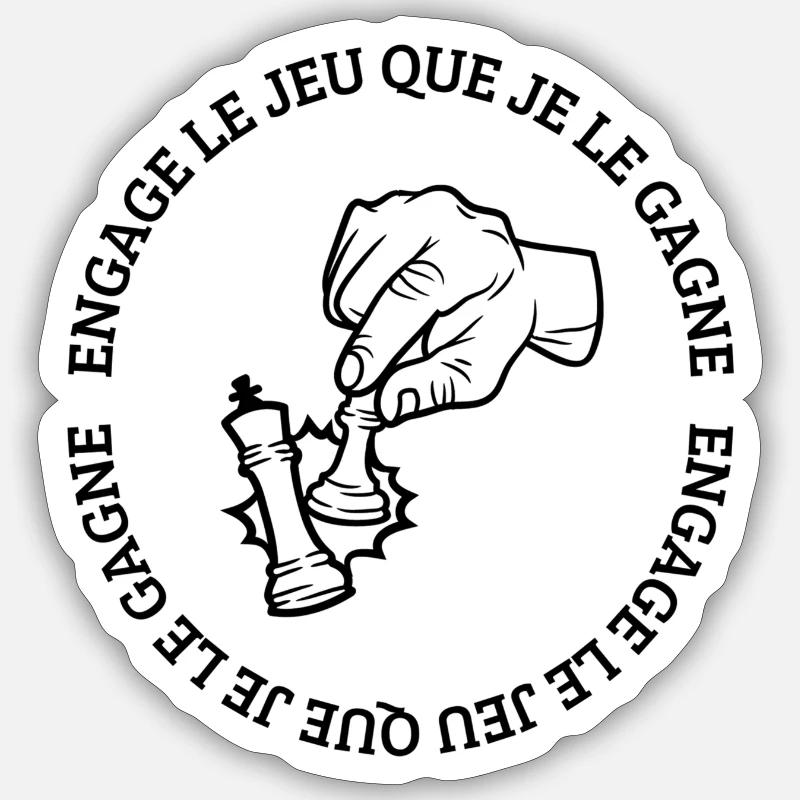 Engage le jeu que je le gagne - Sticker taille S (10 x 10 cm) - blanc mat
