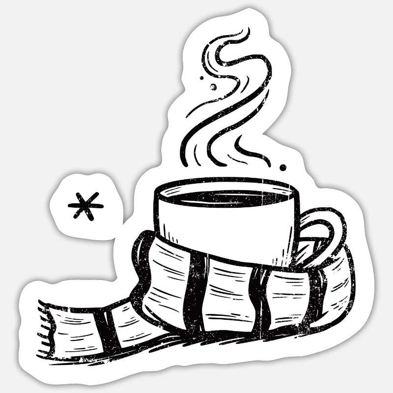 Gemütlicher Dampfbecher mit Schal - Sticker Größe S (10 x 10 cm) - Mattweiß