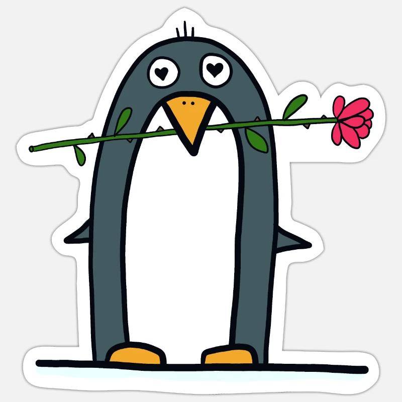 Penguin as Rosenkavalier - Sticker size S (10 x 10 cm) - white matte