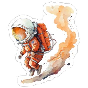 Astronaut Watercolors Illustration - Sticker size S (10 x 10 cm) - white matte - Front