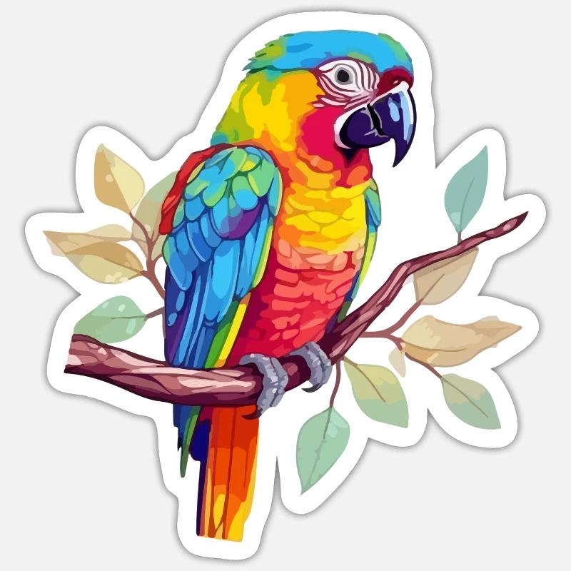Hacki der Papagei - Sticker Größe S (10 x 10 cm) - Mattweiß