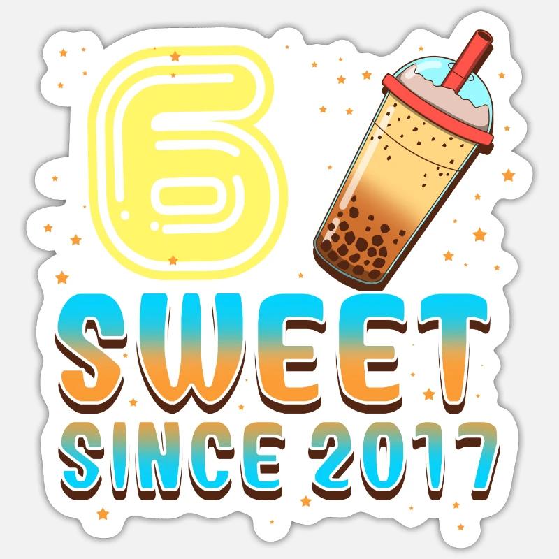 6. Geburtstag Bubble Tee Sticker Größe S (10 x 10 cm)