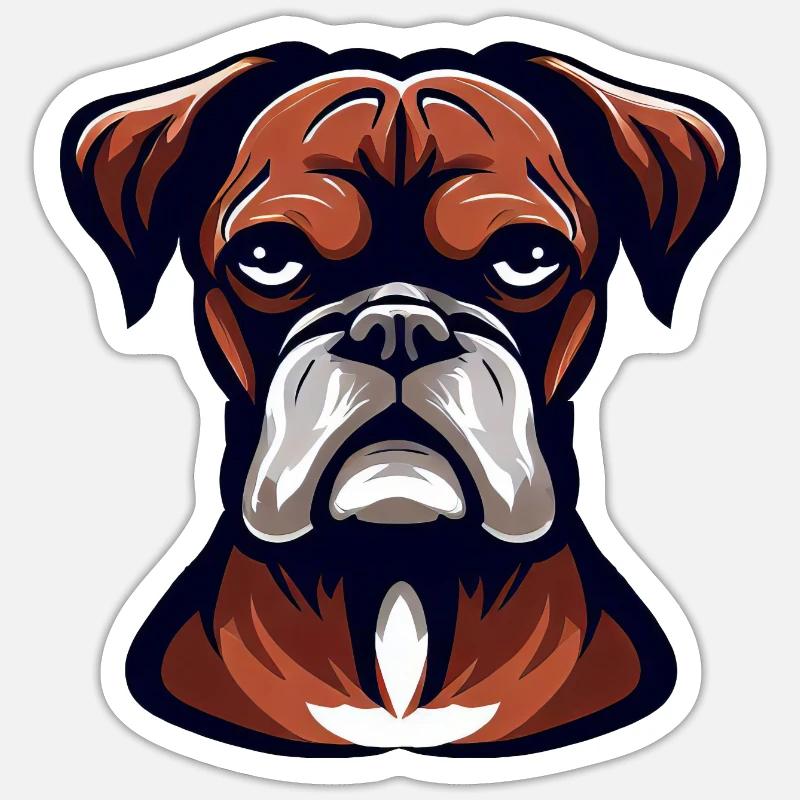 BOXERHUND - Sticker Größe S (10 x 10 cm) - Mattweiß