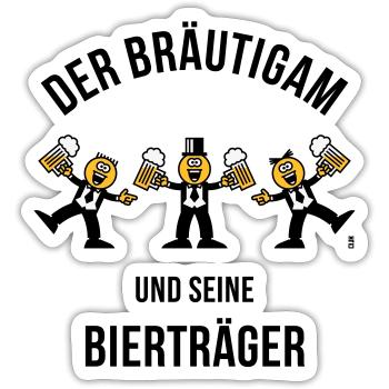 Der Bräutigam / Bierträger (Karikatur / 3C / B) - Sticker Größe S (10 x 10 cm) - Mattweiß - Vorne