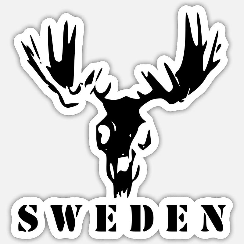Elchschädel Schweden - Sticker Größe S (10 x 10 cm) - Mattweiß