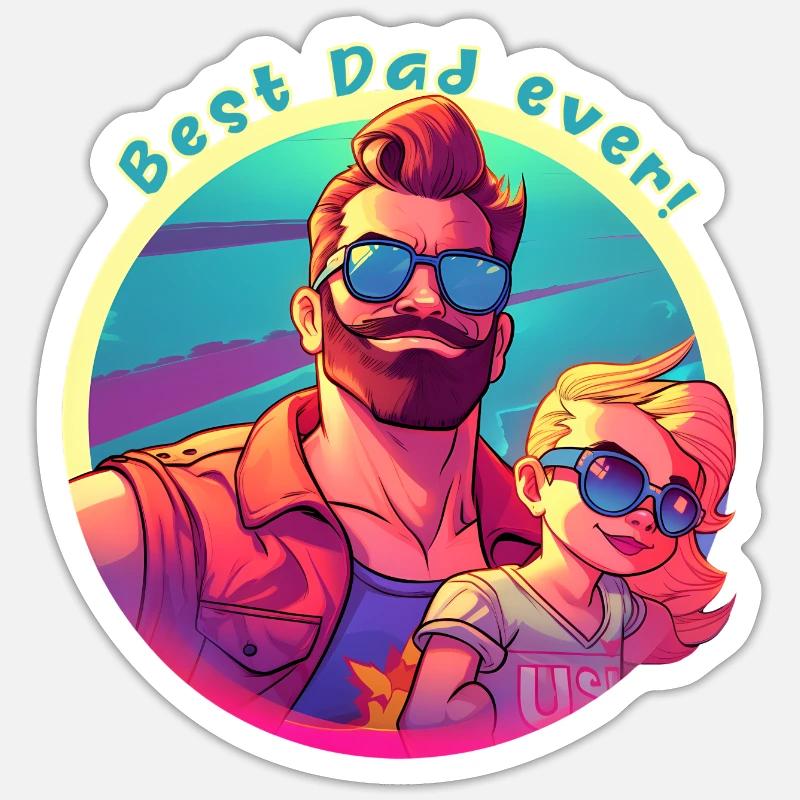 Best dad ever! - Sticker size S (10 x 10 cm) - white matte
