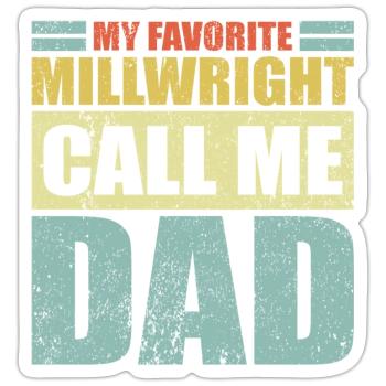 Vintage Mein Lieblingsmühlenbauer nennt mich Papa Vater - Sticker Größe S (10 x 10 cm) - Mattweiß - Vorne