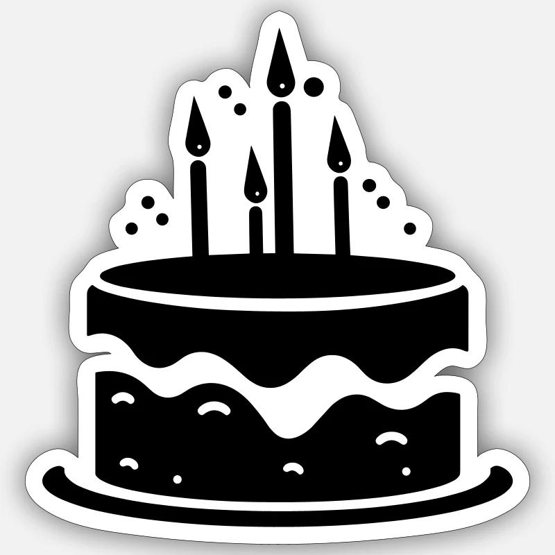 Gâteau d'anniversaire - Sticker taille S (10 x 10 cm) - blanc mat