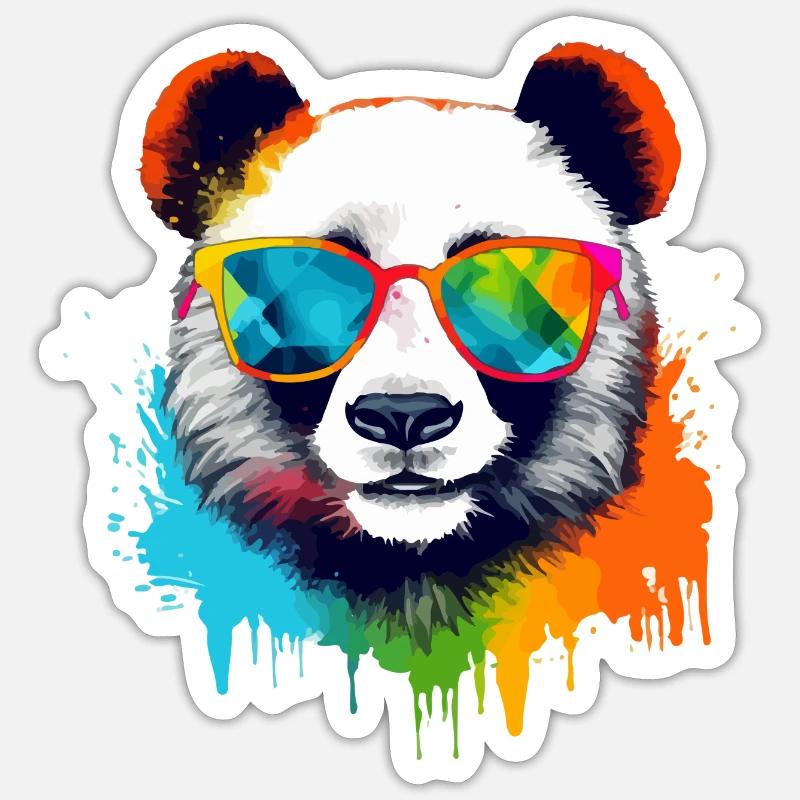 Cooli the bespectacled panda - Sticker size S (10 x 10 cm) - white matte