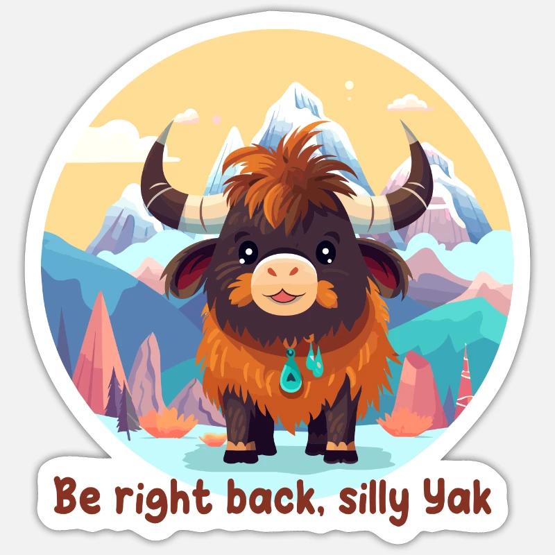 Be right back, silly Yak Sticker taille S (10 x 10 cm)