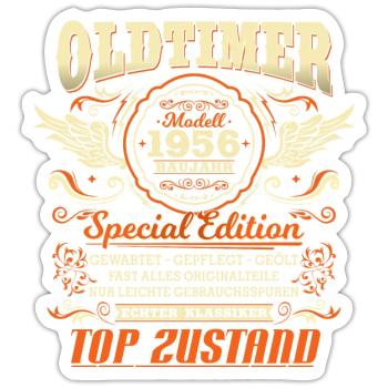 Oldtimer Baujahr 1956 Jahrgang Geburtstag Geschenk - Sticker Größe S (10 x 10 cm) - Mattweiß - Vorne