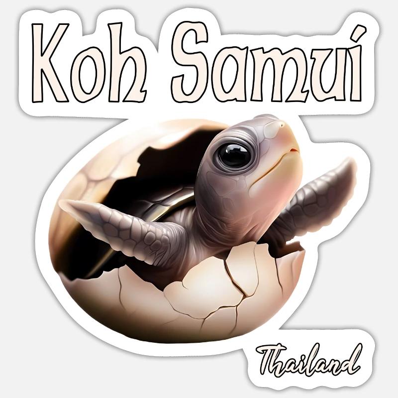 Koh Samui, Thaïlande - Sticker taille S (10 x 10 cm) - blanc mat
