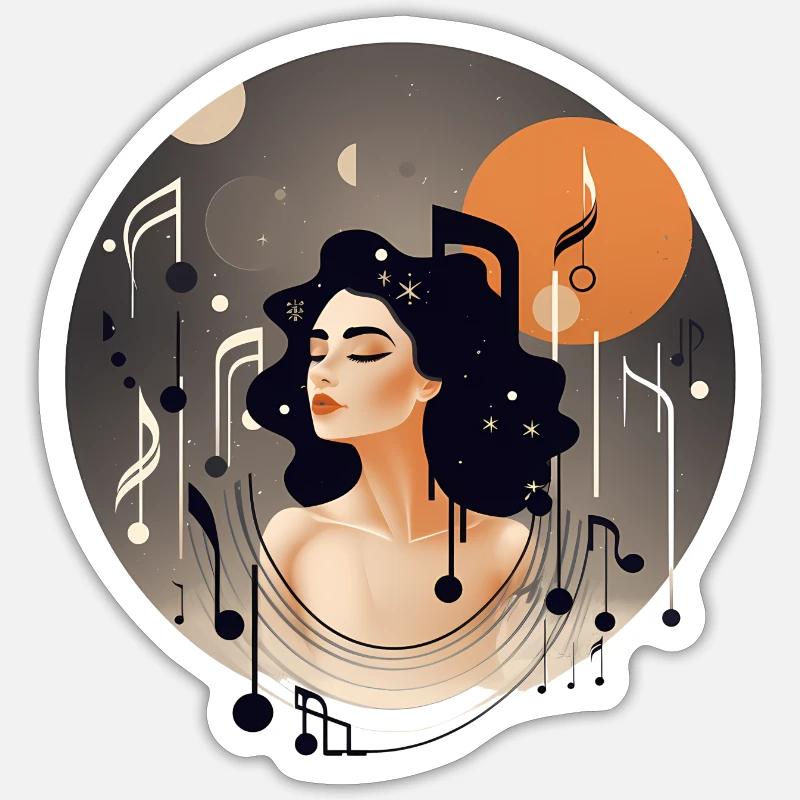 Logo woman with notes - Sticker size S (10 x 10 cm) - white matte