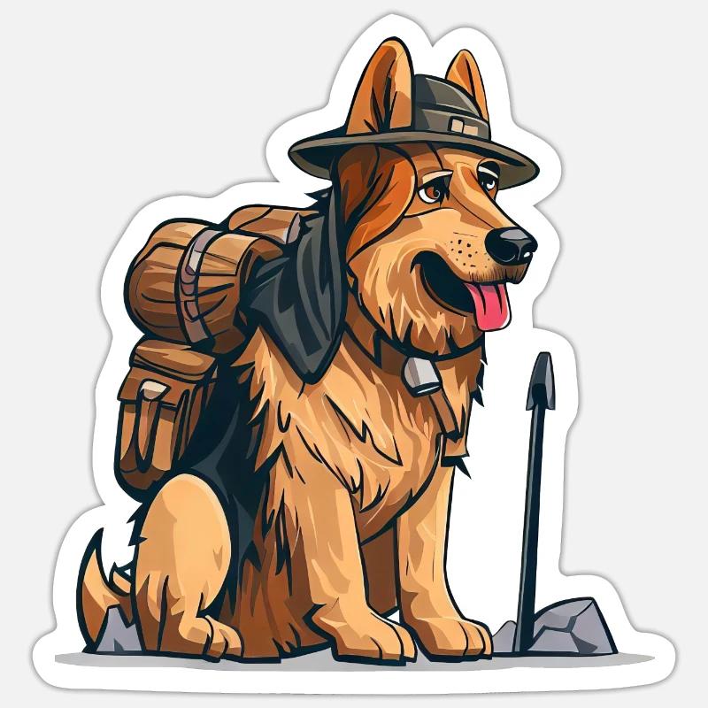 German Shepherd Dressed as Explorer Sticker size S (10 x 10 cm)