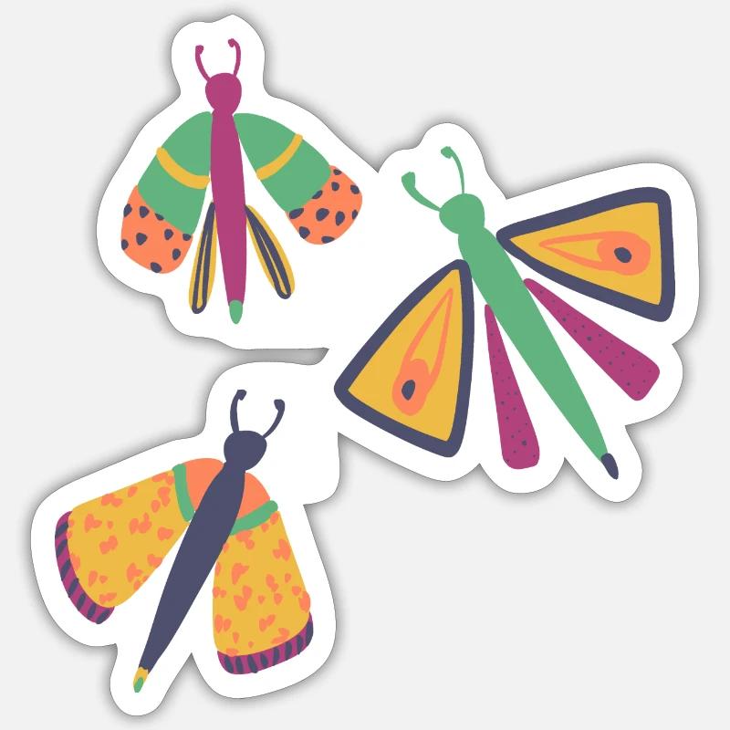 Papillons heureux - Sticker taille S (10 x 10 cm) - blanc mat