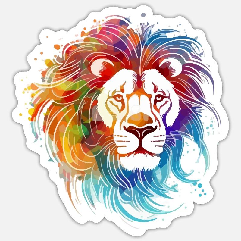Ozi le lion - Sticker taille S (10 x 10 cm) - blanc mat