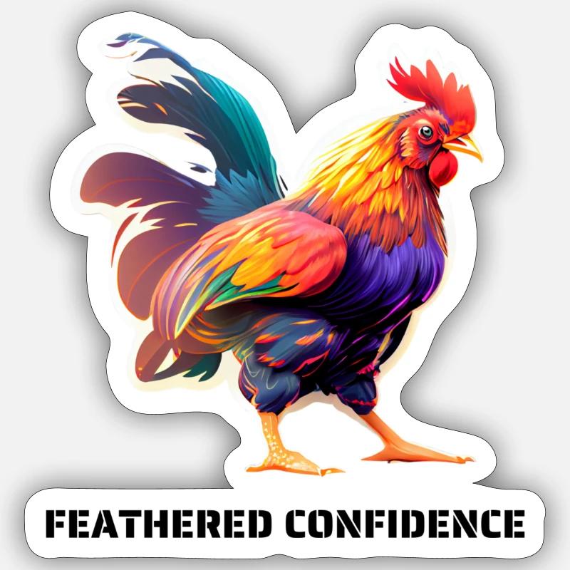 FEATHERED CONFIDENCE - Sticker Größe S (10 x 10 cm) - Mattweiß