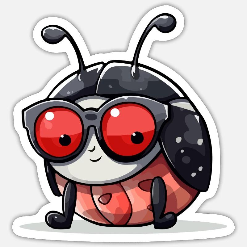 Aki coccinelle - Sticker taille S (10 x 10 cm) - blanc mat