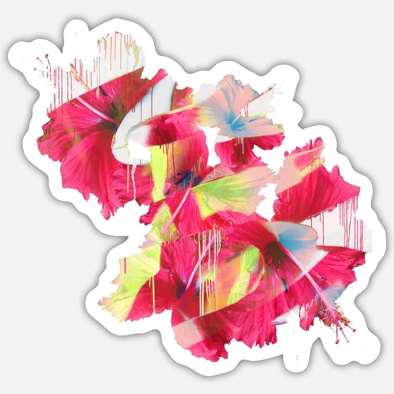 Hibiscus,Fleur,Lotus,Fleur ,Floral,Graffiti - Sticker taille S (10 x 10 cm) - blanc mat